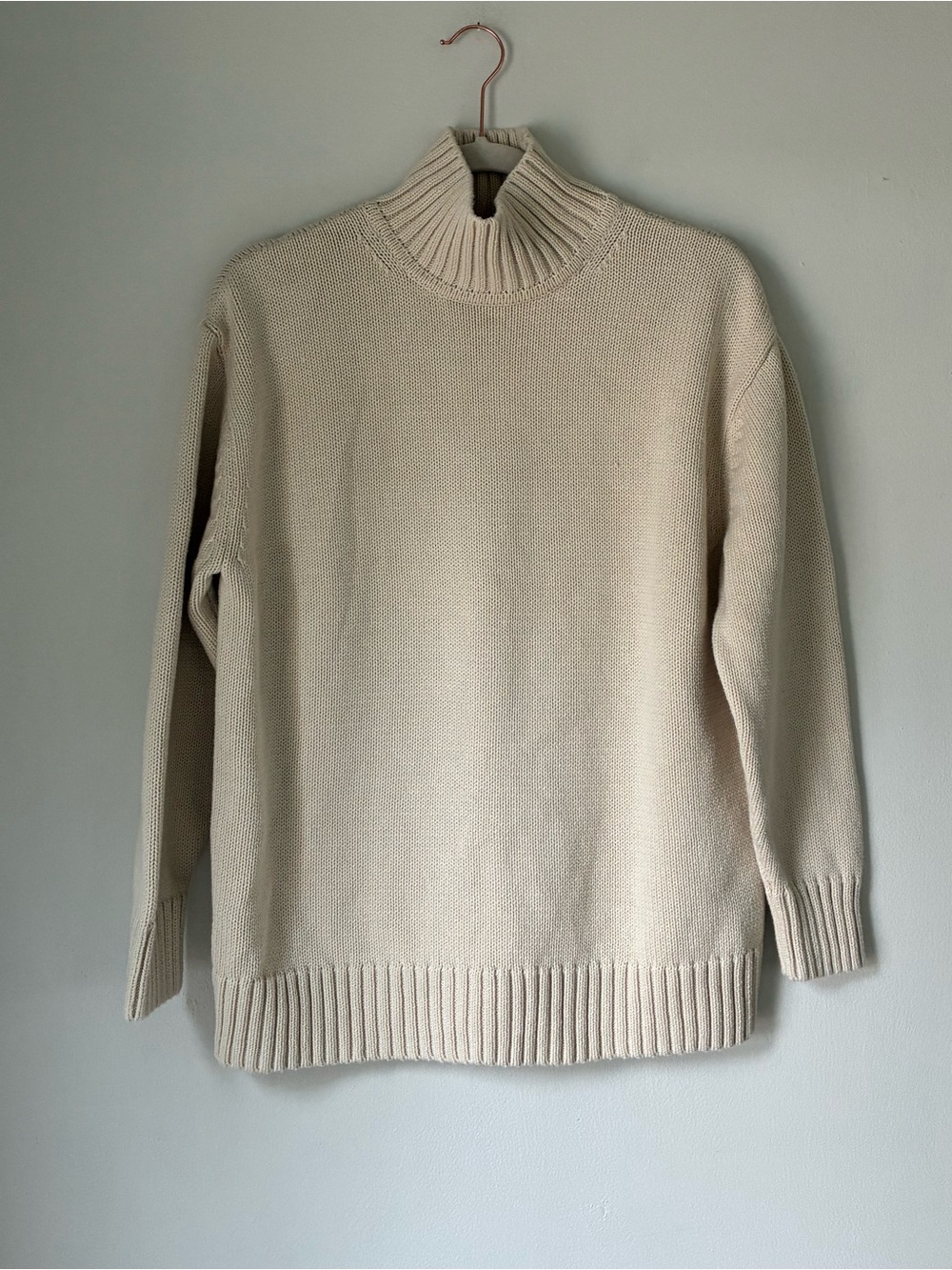 GAP 100% Cotton Oversized Mockneck Sweater in Cream - Picture 2 of 5